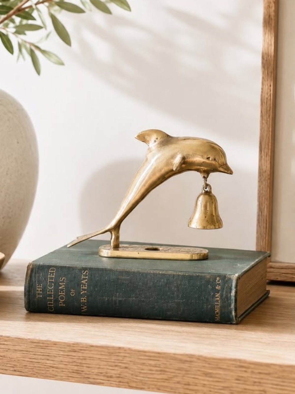 Vintage Brass Dolphin Service Bell Coastal Shelf Decor